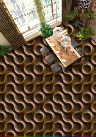 3D Brown Lines 047 Floor Mural Wallpaper AJ Wallpaper 2