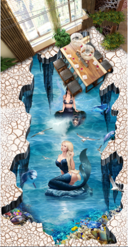 3D Elegant Mermaids Floor Mural Wallpaper AJ Wallpaper 2