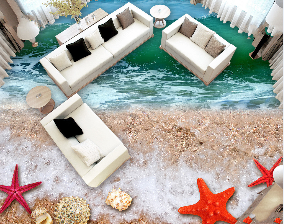3D Tranquil Beach 0223 Floor Mural Wallpaper Murals Rug & Mat Print Epoxy waterproof bath floor