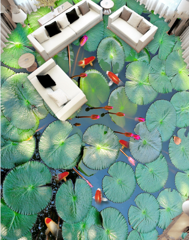 3D Night Koi 0221 Floor Mural Wallpaper Murals Rug & Mat Print Epoxy waterproof bath floor