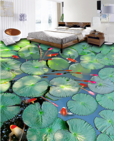 3D Night Koi 0221 Floor Mural Wallpaper Murals Rug & Mat Print Epoxy waterproof bath floor