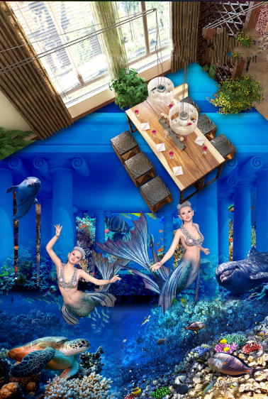 3D Happy Mermaid 032 Floor Mural Wallpaper AJ Wallpaper 2