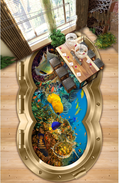 3D Underwater World 217 Floor Mural Self-Adhesive Sticker Bathroom Non-slip Waterproof Flooring Murals