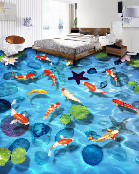 3D Clear Blue Water Floor Mural Wallpaper AJ Wallpaper 2