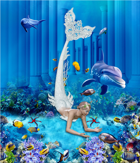 3D Deep-Sea Mermaid Floor Mural Wallpaper AJ Wallpaper 2