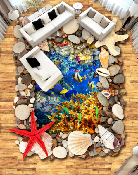 3D Beautiful Seabed 209 Floor Mural Self-Adhesive Sticker Bathroom Non-slip Waterproof Flooring Murals