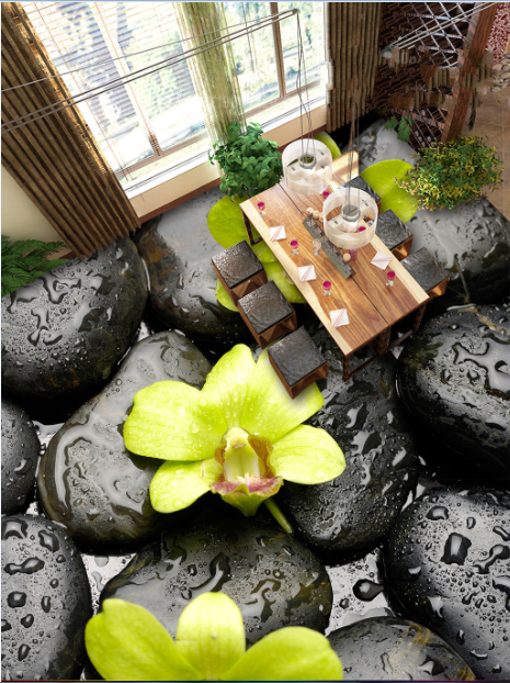 3D Five Leaf Clover 206 Floor Mural Self-Adhesive Sticker Bathroom Non-slip Waterproof Flooring Murals