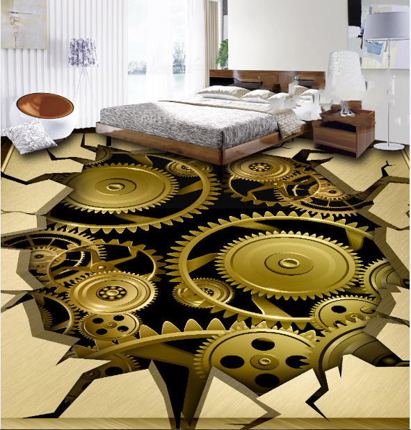 3D Mechanical Gear 204 Floor Mural Self-Adhesive Sticker Bathroom Non-slip Waterproof Flooring Murals