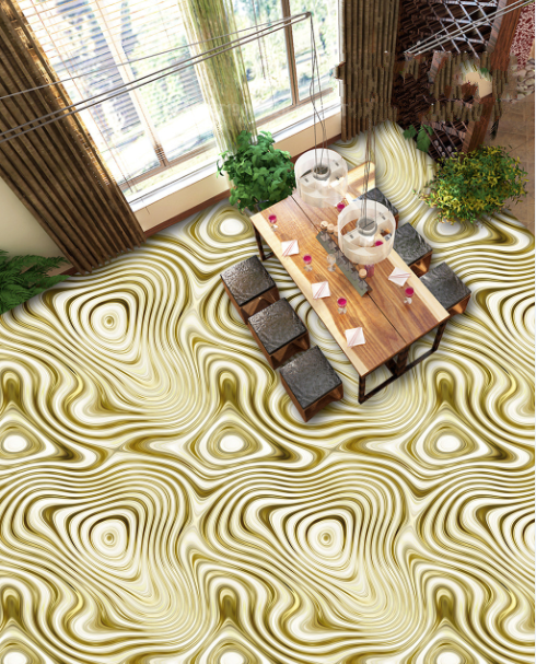 3D Wavy Stripes Floor Mural Wallpaper AJ Wallpaper 2