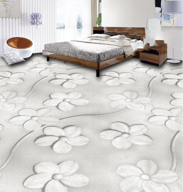 3D White Velvet Fower 189 Floor Mural Self-Adhesive Sticker Bathroom Non-slip Waterproof Flooring Murals