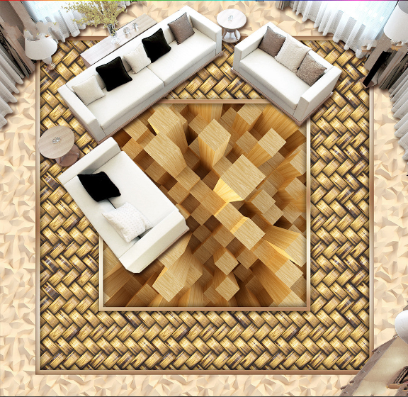 3D Weave Interlaced 186 Floor Mural Self-Adhesive Sticker Bathroom Non-slip Waterproof Flooring Murals