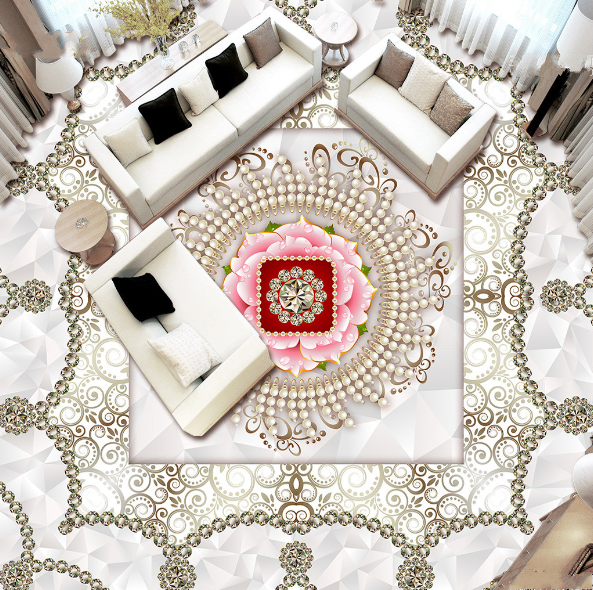 3D Diamond Flower Floor Mural Wallpaper AJ Wallpaper 2