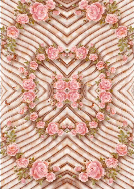 3D Flowers And Stripe Floor Mural Wallpaper AJ Wallpaper 2