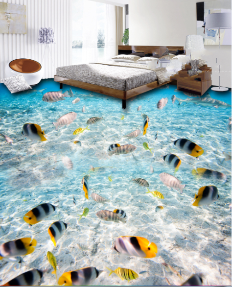 3D Goldfish Group 214 Floor Mural Wallpaper AJ Wallpaper 2