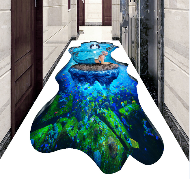 3D Mysterious Mermaid 491 Floor Mural Wallpaper Murals Rug & Mat Print Epoxy waterproof bath floor