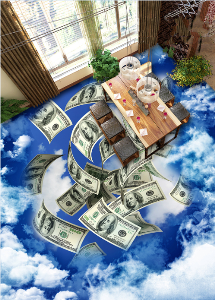 3D Flying Money Floor Mural Wallpaper AJ Wallpaper 2