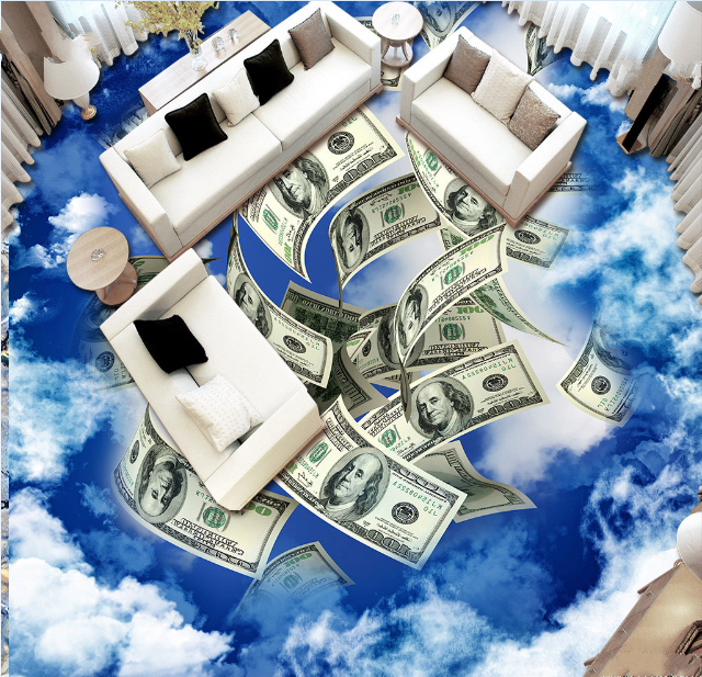 3D Flying Money Floor Mural Wallpaper AJ Wallpaper 2