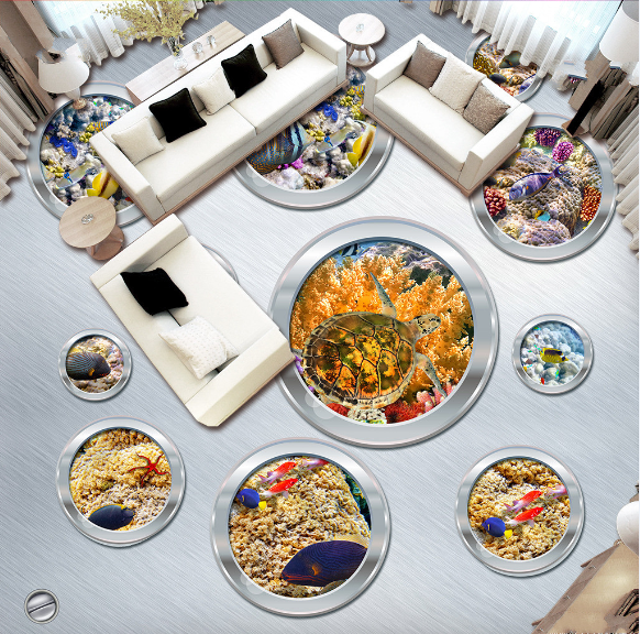 3D Circular Seabed 484 Floor Mural Wallpaper Murals Rug & Mat Print Epoxy waterproof bath floor