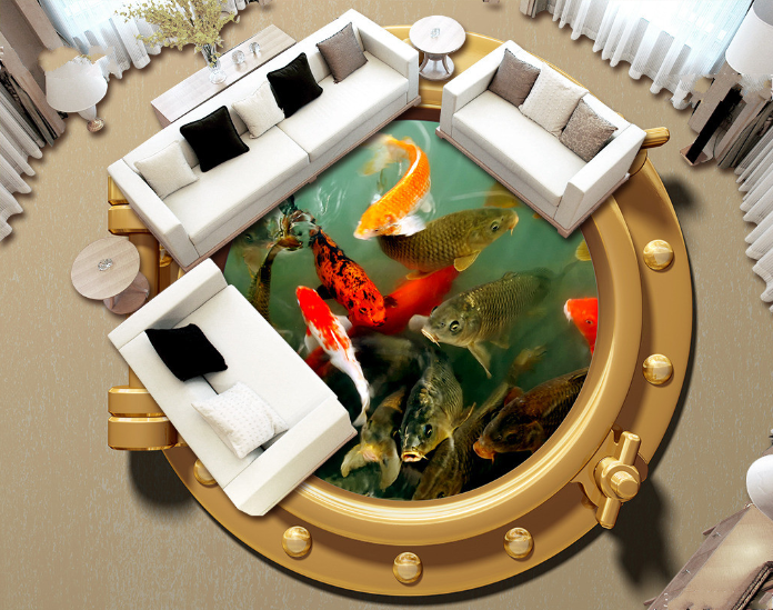 3D Fish Door Floor Mural Wallpaper AJ Wallpaper 2