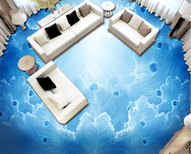 3D Leaf Cloud 482 Floor Mural Wallpaper Murals Rug & Mat Print Epoxy waterproof bath floor