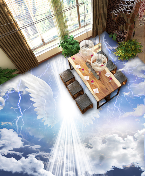 3D Thunder Feather 476 Floor Mural Wallpaper Murals Rug & Mat Print Epoxy waterproof bath floor