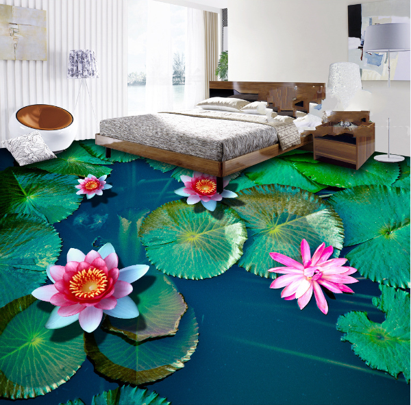 3D Lotus Leaf 474 Floor Mural Wallpaper Murals Rug & Mat Print Epoxy waterproof bath floor