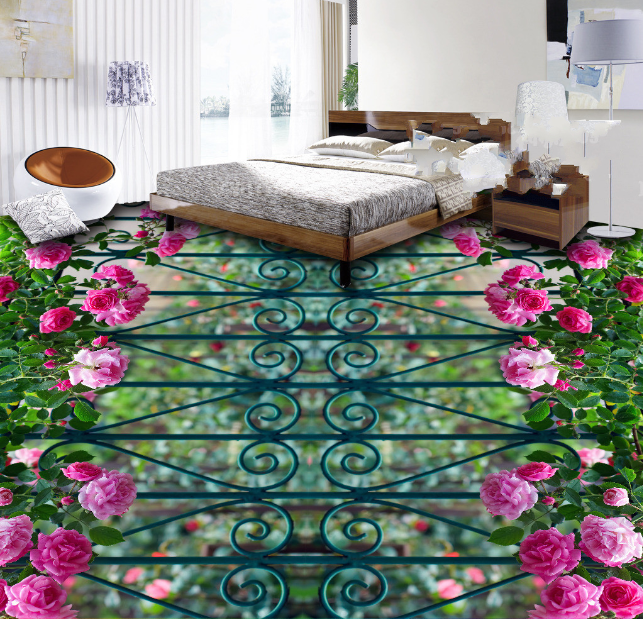 3D Flower Iron Fence 473 Floor Mural Wallpaper Murals Rug & Mat Print Epoxy waterproof bath floor
