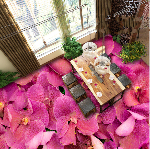 3D Red Blossoms Floor Mural Wallpaper AJ Wallpaper 2