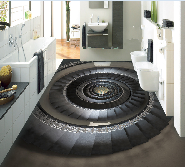 3D Black Spiral Staircase 467 Floor Mural Wallpaper Murals Rug & Mat Print Epoxy waterproof bath floor