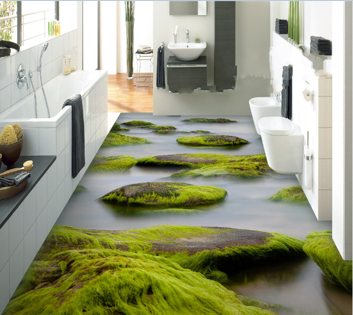 3D Moss Rocks 463 Floor Mural Wallpaper Murals Rug & Mat Print Epoxy waterproof bath floor