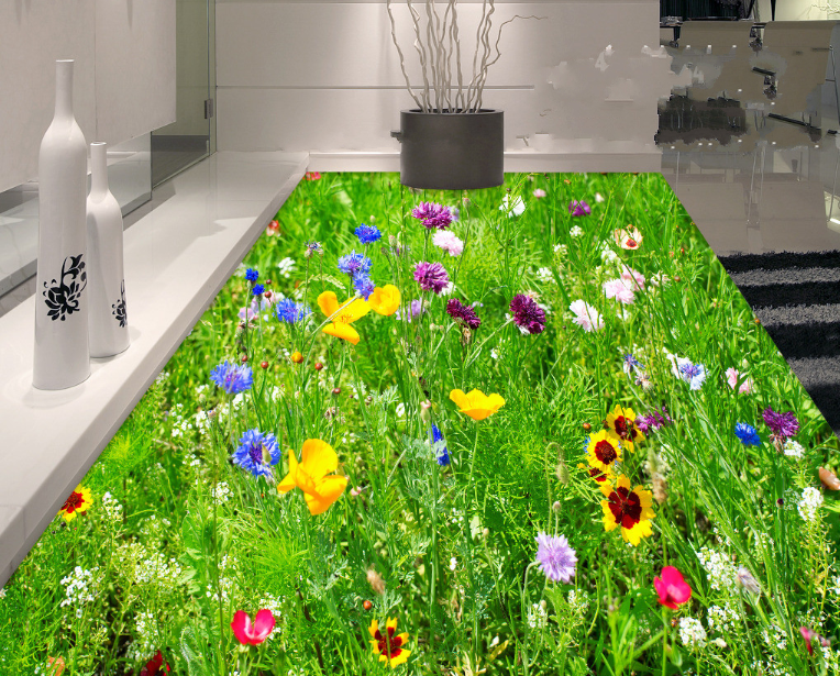 3D Fresh Wildflowers Floor Mural Wallpaper AJ Wallpaper 2