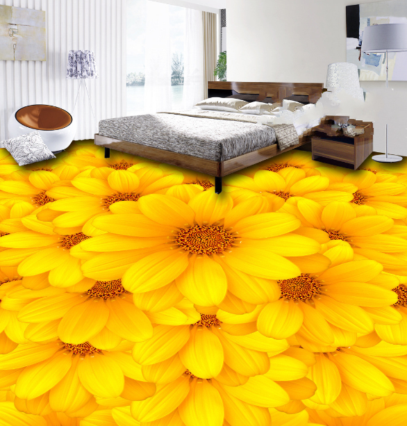 3D Yellow Flowers 460 Floor Mural Wallpaper Murals Rug & Mat Print Epoxy waterproof bath floor