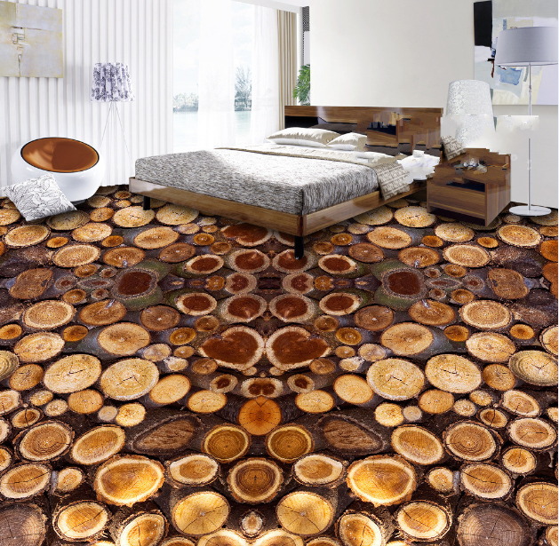 3D Wood Annual Rings Floor Mural Wallpaper AJ Wallpaper 2
