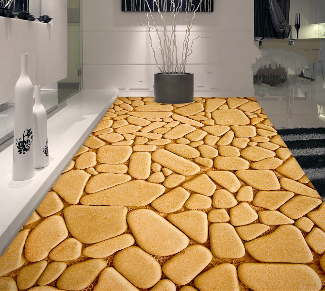 3D Flat Stones Floor Mural Wallpaper AJ Wallpaper 2