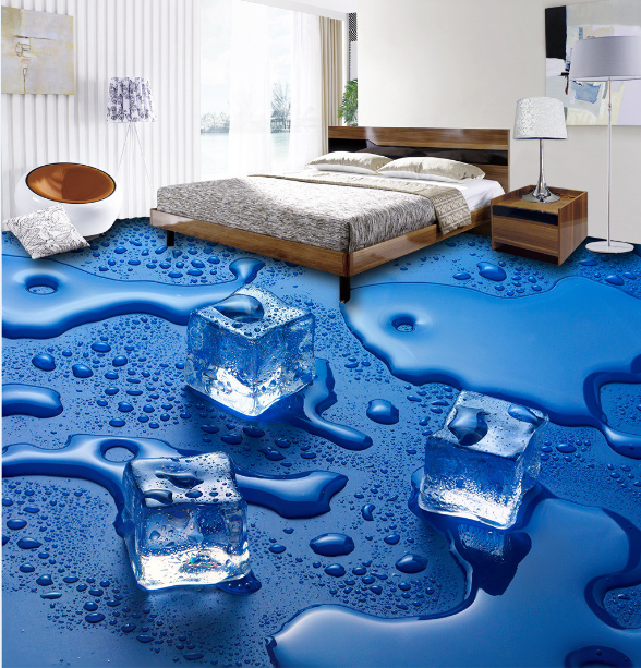 3D Blue Ice Cube 450 Floor Mural Wallpaper Murals Rug & Mat Print Epoxy waterproof bath floor