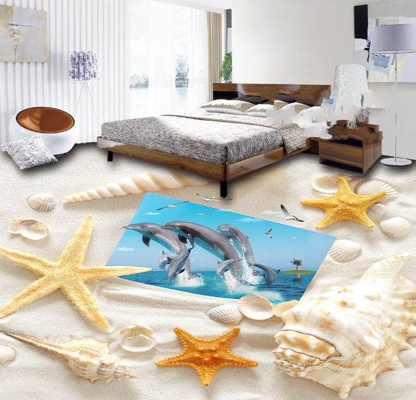 3D Beach Conch 443 Floor Mural Wallpaper Murals Rug & Mat Print Epoxy waterproof bath floor