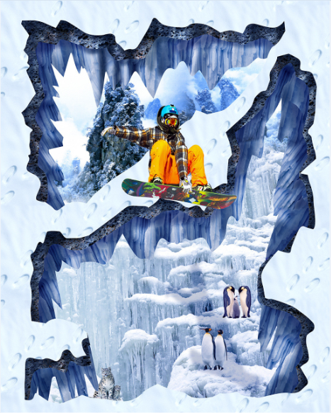 3D Skiing Floor Mural Wallpaper AJ Wallpaper 2
