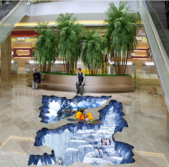 3D Iceberg Penguin 440 Floor Mural Wallpaper Murals Rug & Mat Print Epoxy waterproof bath floor