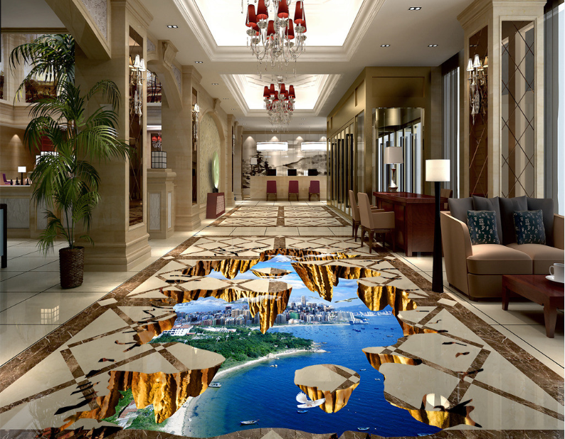 3D Golden Stones 430 Floor Mural Wallpaper Murals Rug & Mat Print Epoxy waterproof bath floor