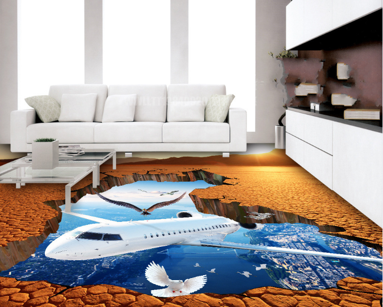 3D Plane Floor Mural Wallpaper AJ Wallpaper 2
