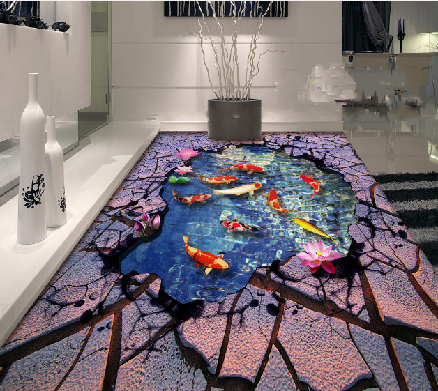 3D Pond Koi 422 Floor Mural Wallpaper Murals Rug & Mat Print Epoxy waterproof bath floor