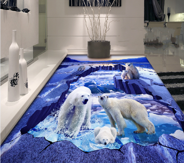 3D Polar Bears Floor Mural Wallpaper AJ Wallpaper 2