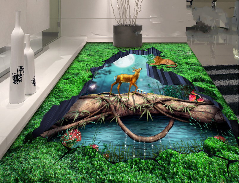 3D Lion Sitting 208 Floor Mural Wallpaper AJ Wallpaper 2