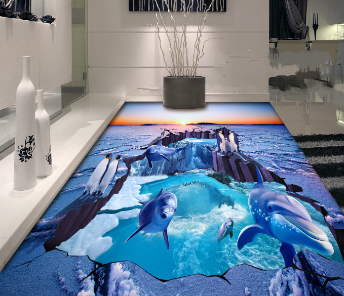 3D Sky Dolphin 418 Floor Mural Wallpaper Murals Rug & Mat Print Epoxy waterproof bath floor