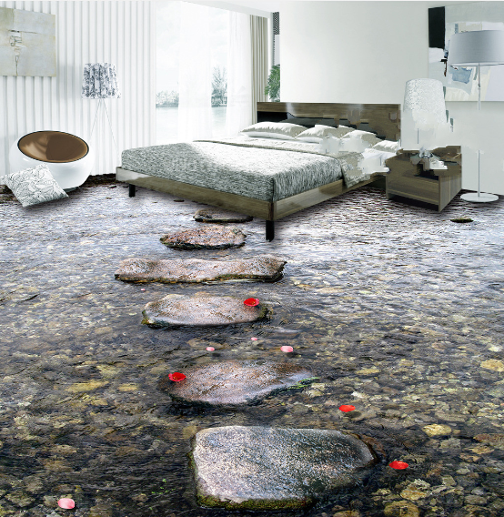 3D Riverbank Stones 414 Floor Mural Wallpaper Murals Rug & Mat Print Epoxy waterproof bath floor