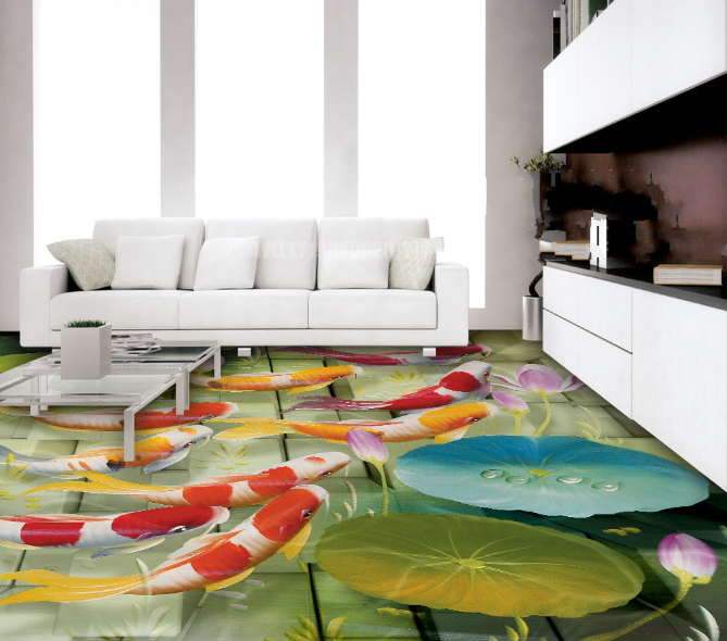 3D Big Lotus Leaf 132 Floor Mural Wallpaper AJ Wallpaper 2