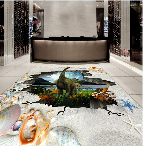 3D Dinosaur World 410 Floor Mural Wallpaper Murals Rug & Mat Print Epoxy waterproof bath floor
