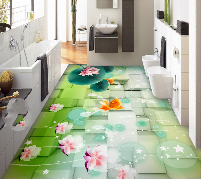3D Goldfish Lotus 399 Floor Mural Wallpaper Murals Rug & Mat Print Epoxy waterproof bath floor