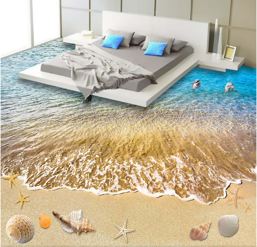 3D Lively Beach Floor Mural Wallpaper AJ Wallpaper 2