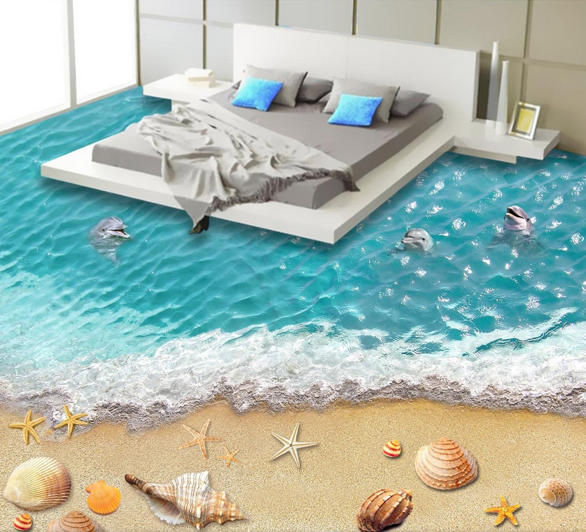 3D Glorious Beach Floor Mural Wallpaper AJ Wallpaper 2